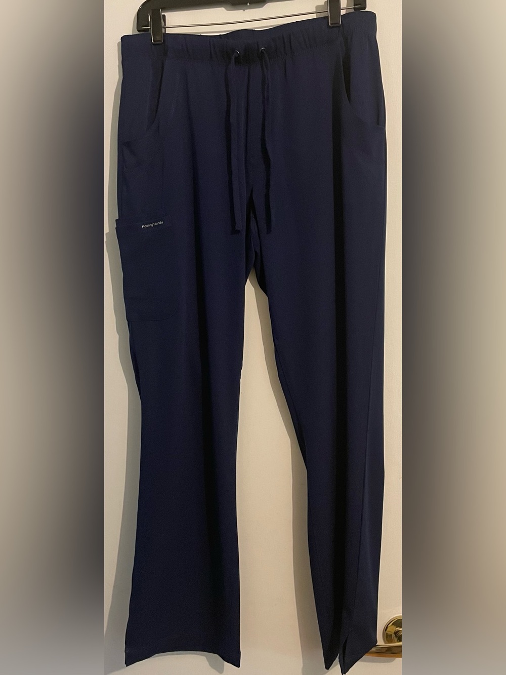 Healing Hands Navy Elastic Drawstring Work Scrubs 2 pairs identical size Med